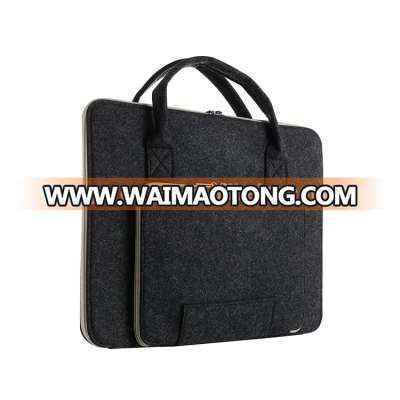 Leather Sleeve Portable Bag Handle Pouch Wool Felt Laptop Cover Case For Ultrabook Computer Notebook