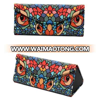 Cheap Folding Sunglasses Case PU Triangle Glasses Case