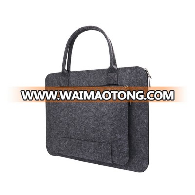 Customized  Travel Carrying Storage Computer Pouch Wool Felt Laptop Case Bag With Handle